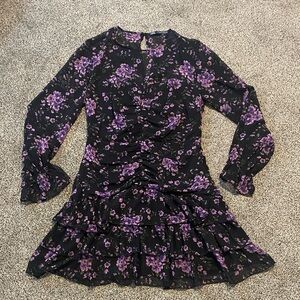 Zara Black Dress with Purple Floral Design